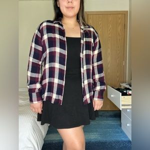 Francesca’s Harper Maroon, Navy, and White Plaid Flannel